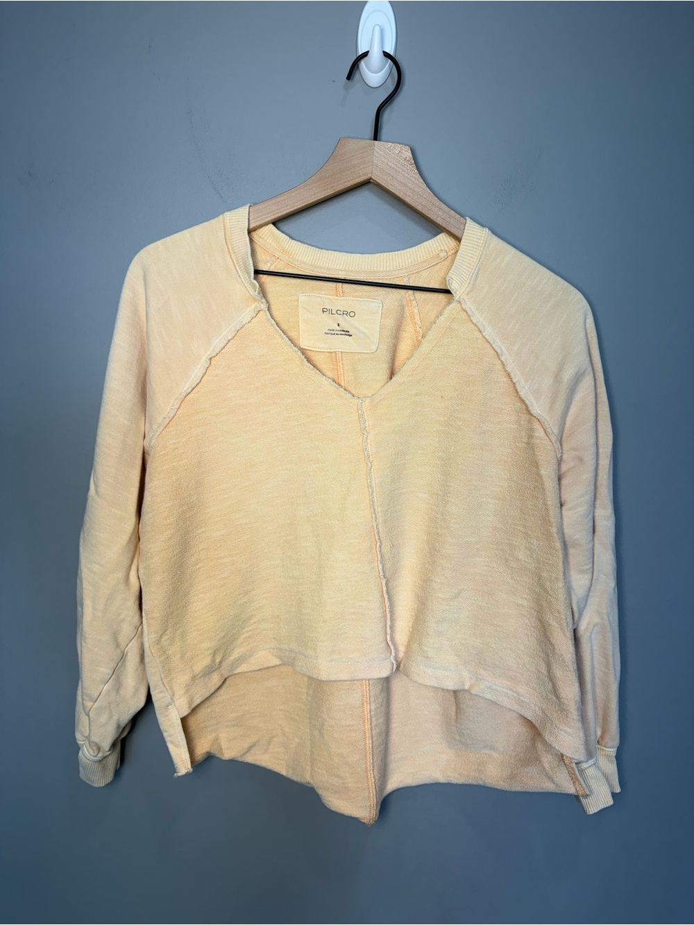 Pilcro Anthropologie Raw Hem Layered Sweatshirt Peach Small‎